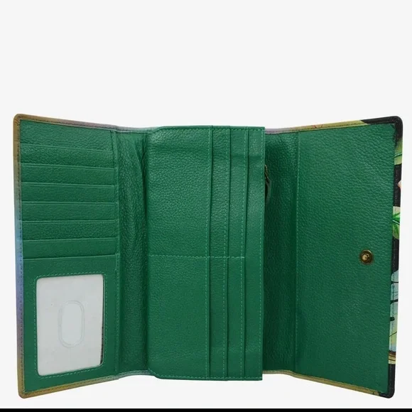 Anuschka Three Fold Floral Multicolor Wallet NWT - Picture 3 of 3